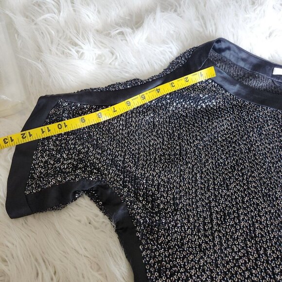 DIANE VON FURSTENBERG Embellished Sequin Silk Slip Dress Sz 4 Black Kimono Tunic - Picture 11 of 16